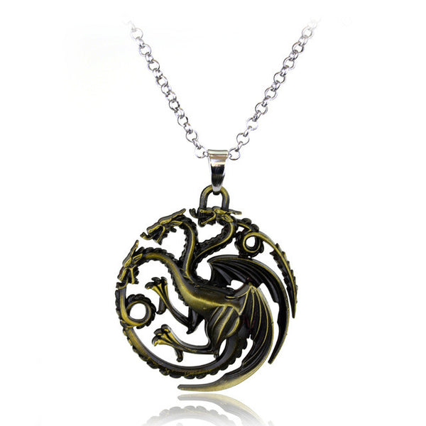 Game of Thrones House Stark Winter Is Coming Bronze 2" Metal Family Crest Pendant