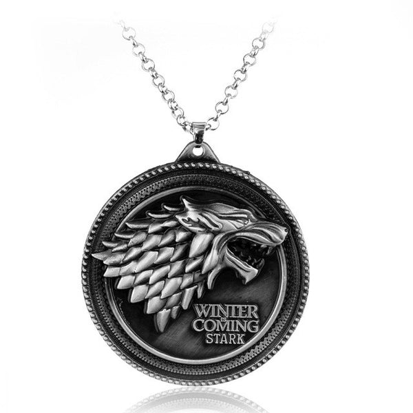 Game of Thrones House Stark Winter Is Coming Bronze 2" Metal Family Crest Pendant