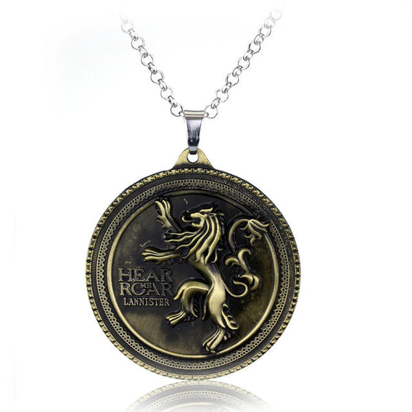 Game of Thrones House Stark Winter Is Coming Bronze 2" Metal Family Crest Pendant