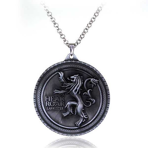 Game of Thrones House Stark Winter Is Coming Bronze 2" Metal Family Crest Pendant