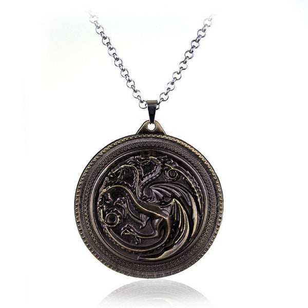 Game of Thrones House Stark Winter Is Coming Bronze 2" Metal Family Crest Pendant