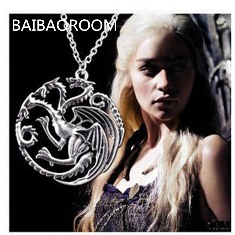 Valentine's Day Gift The Song Of Ice And Fire Game Of Thrones Daenerys Targaryen Dragon Badge Chain Necklace