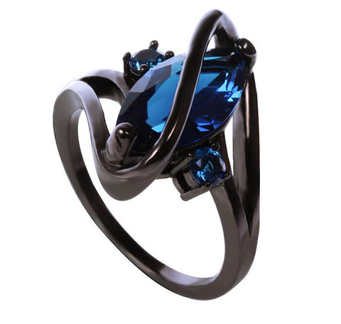 Game of Thrones Vintage Black  Zircon Oval Crossed Rings For Women