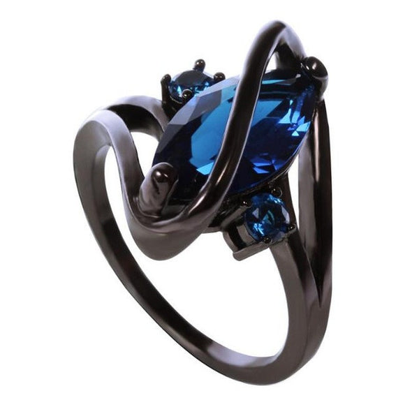 Game of Thrones Vintage Black  Zircon Oval Crossed Rings For Women