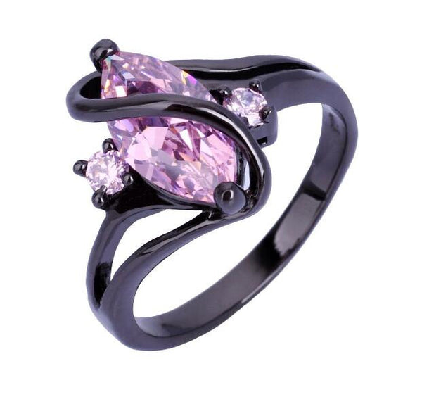 Game of Thrones Vintage Black  Zircon Oval Crossed Rings For Women