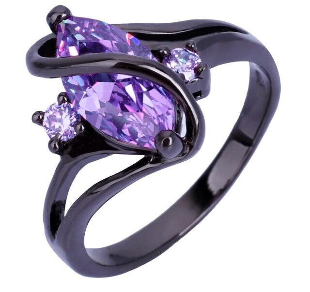 Game of Thrones Vintage Black  Zircon Oval Crossed Rings For Women