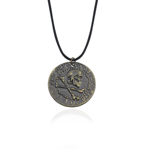 Exclusive Pirates Of The Caribbean Round Skull Choker Vintage Necklace