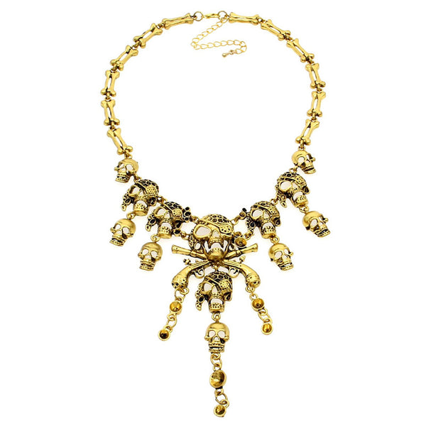 Pirates of the Caribbean Women Vintage Bone Chains Skulls Chokers Necklaces